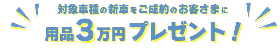 新車ご成約で用品3万円プレゼント